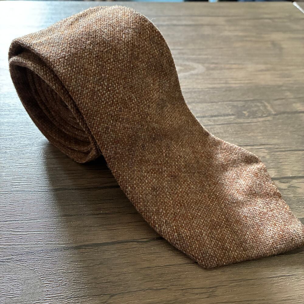 Oakton Ltd. 100% imported wool men's brown tie 3 inch width made in USA